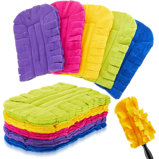 Duster Refill Fleece Refills Hand Dusters Cleaning Reusable Duster Pads Washable Dusters for Cleaning Ceiling Fan Hardwoods Window Kitchen Floor, Rainbow Colors