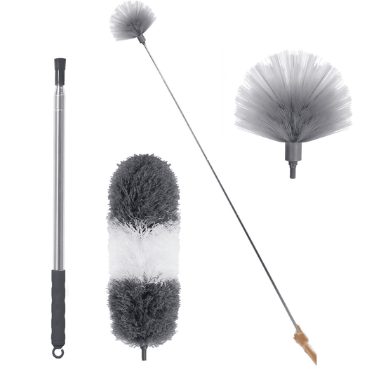 Microfiber Duster, 3PCS with Detachable Extension Pole(Stainless Steel) 30-100" Duster Cleaning Kit